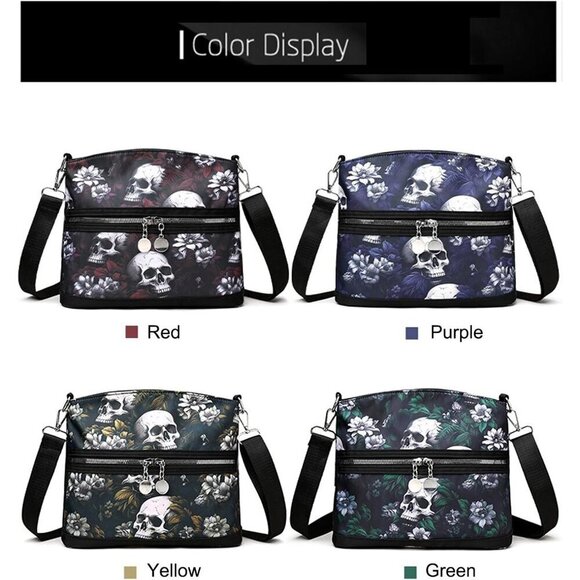 Women Gothic Skull Shoulder Bag Y2K Backpack Street Hippie Style Wallet Red main image 4